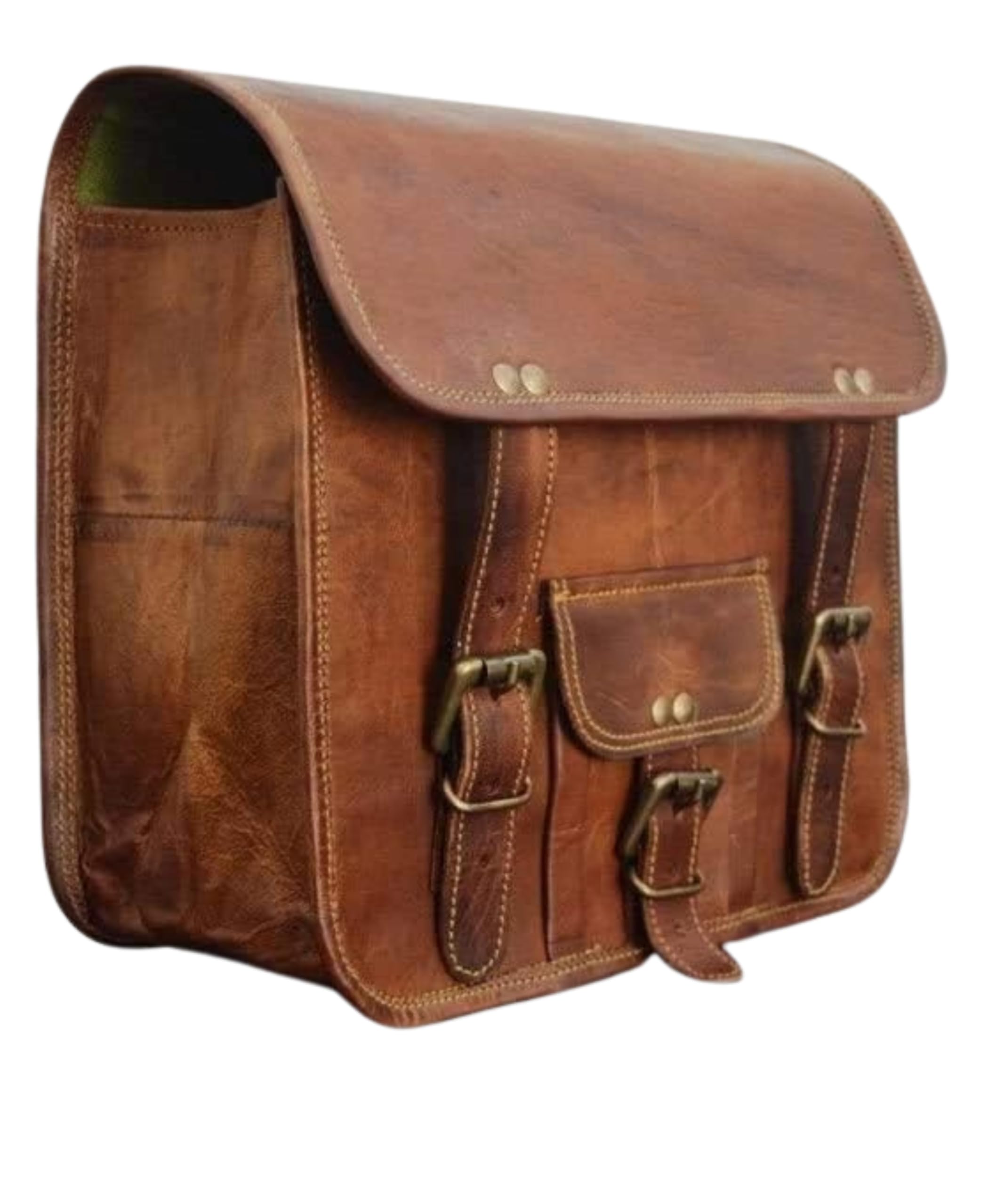 MUMMY PAPA ENTERPRISES Handmade Pure Leather Vintage Brown Bike Bag Motorcycle Bag,Carrier for All Bike (9 x 11 Inch) Pack of - 2