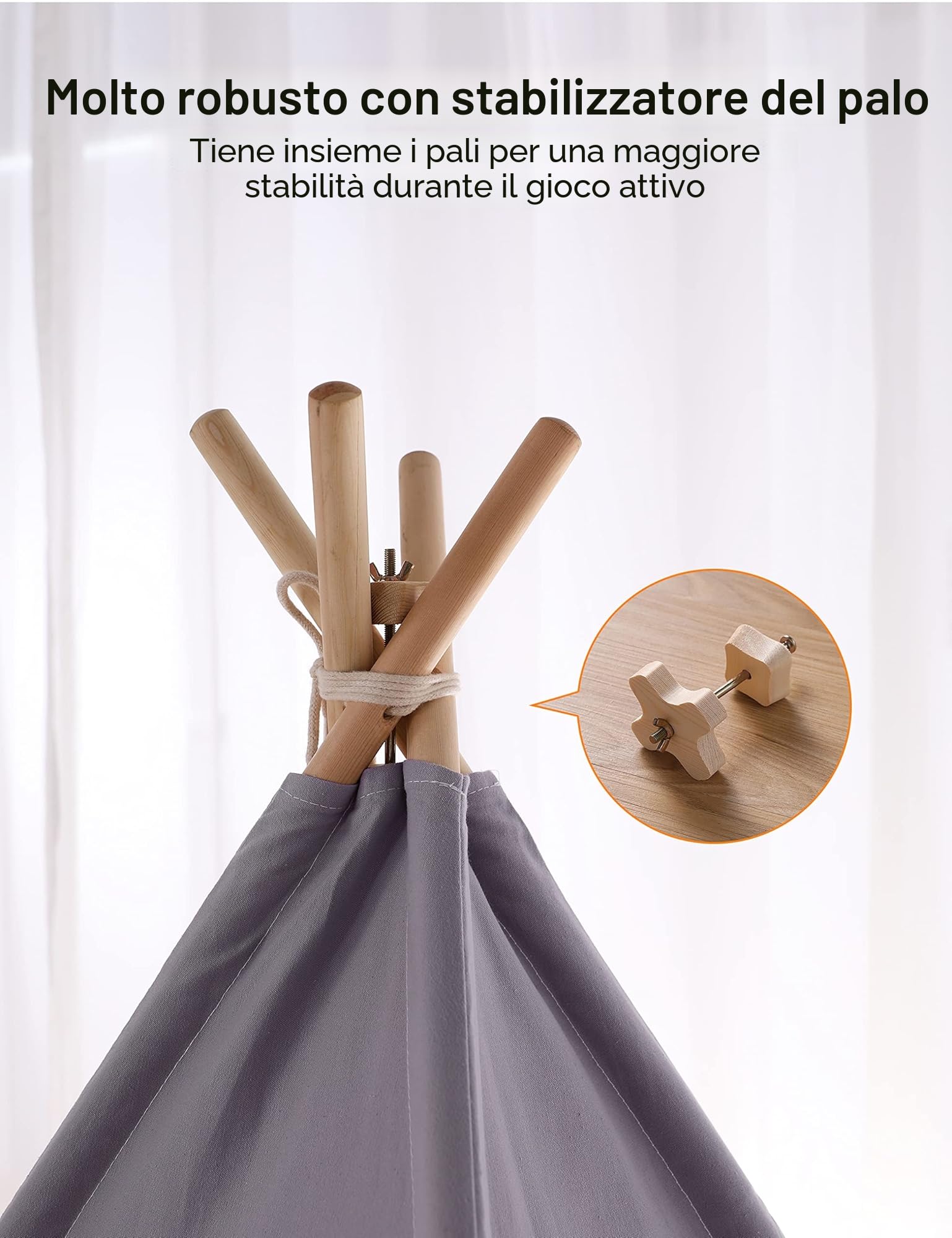besrey Tenda per Bambini da Gioco in Tela Indiana Teepee in Cotone con Luci Fatate + Grigio Opaco
