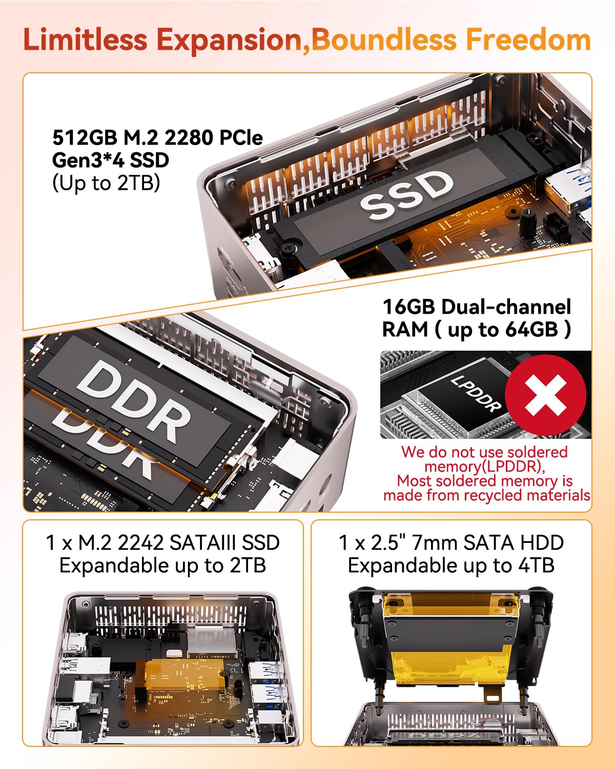 GEEKOM A5 2026 Mini PC with Windows 11 Pro, with AMD Ryzen 5 7430U (Beats 7545U/4300U/7730U) 16GB High Speed RAM & 512GB SSD, Dual HDMI 8K Quad Display/WiFi 6 for Video Editing/Graphic Design - 5