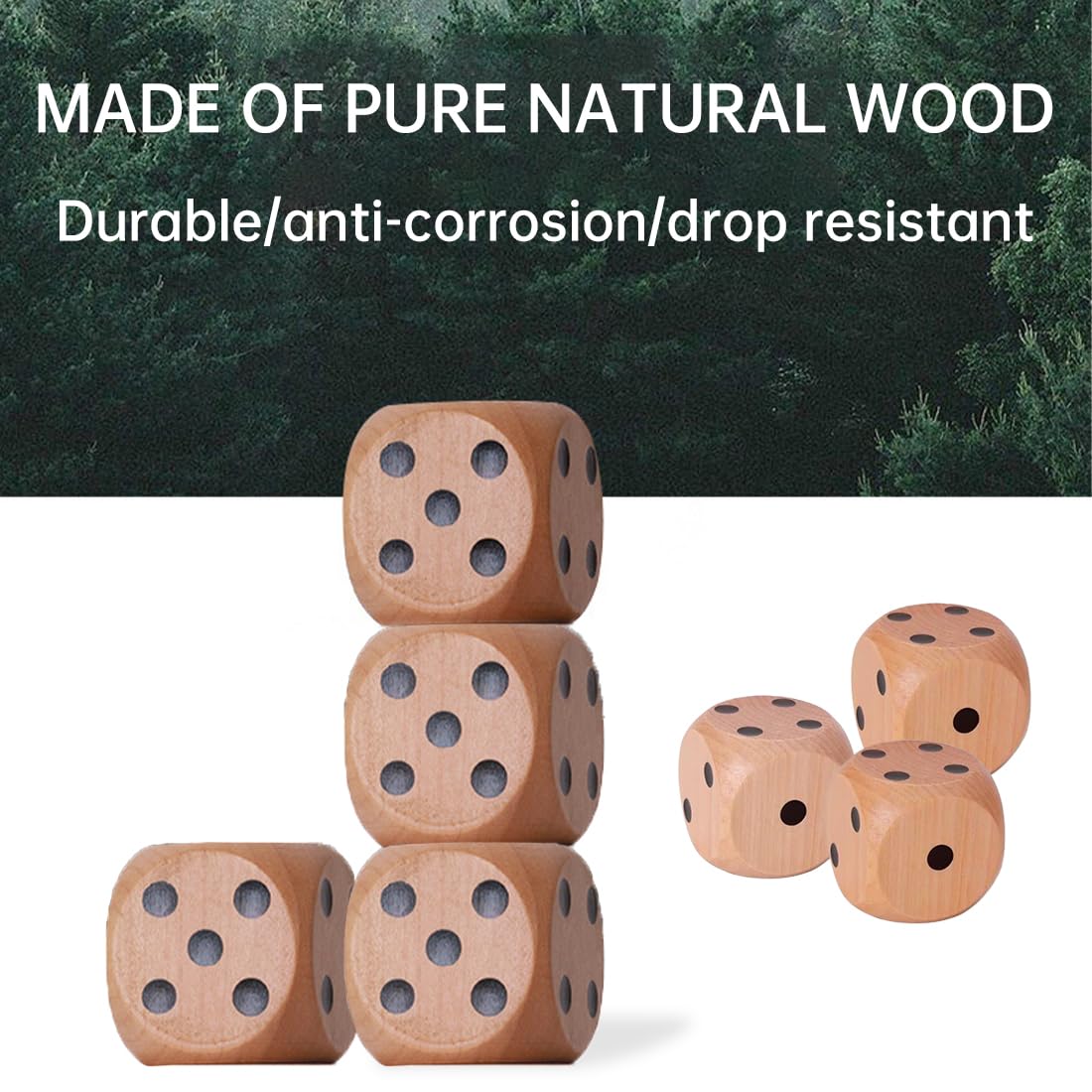 30 Pezzi Dadi in Legno Naturale, 6 Lati, Accessori per Giochi da Tavolo e di Carte
