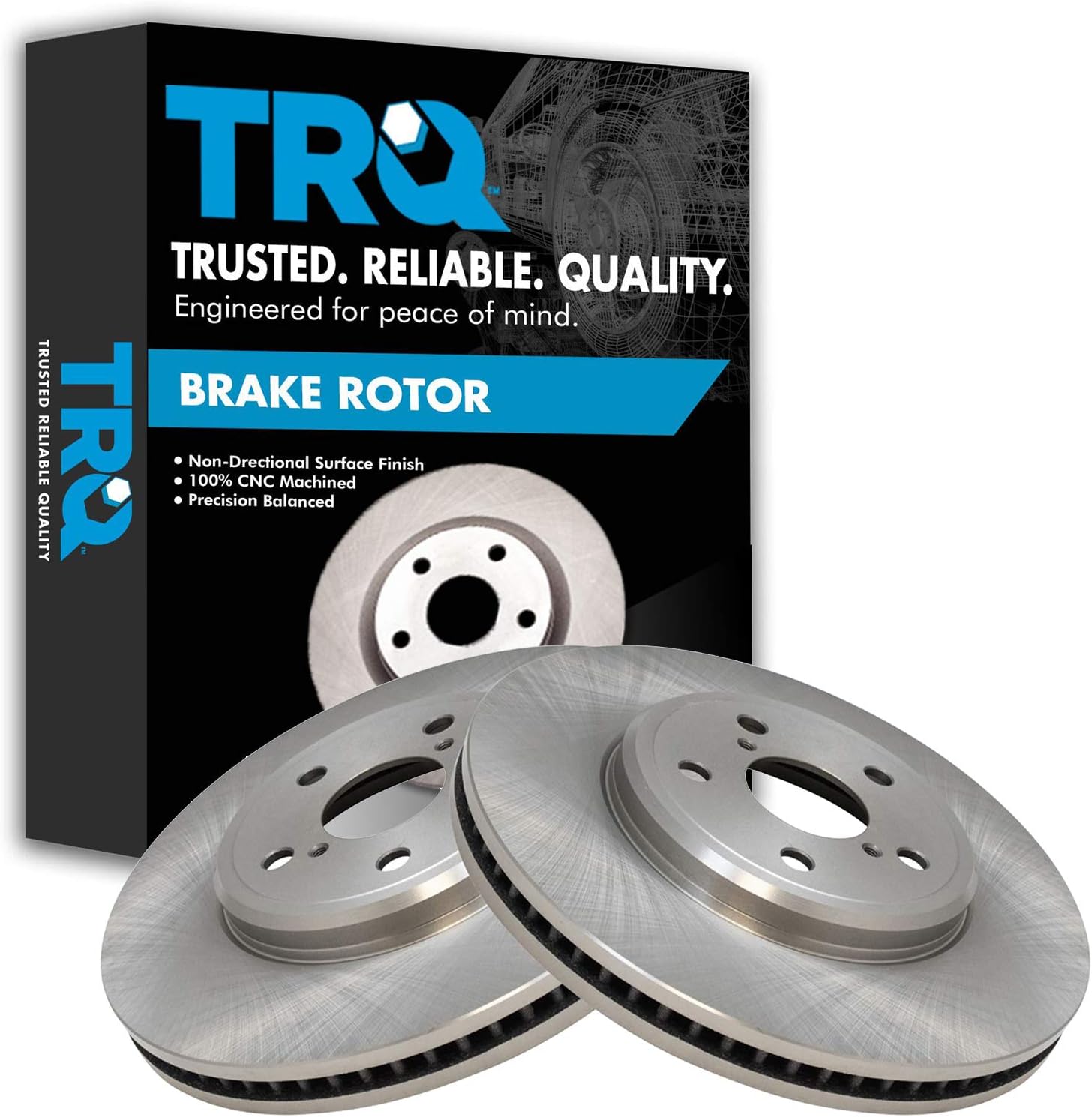 TRQ Front Brake Rotors Set Vented Compatible with 2001-2006 Lexus LS430