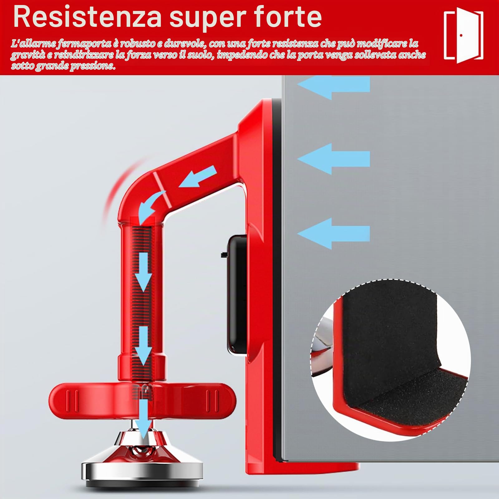 2 Pezzi Fermaporta Antifurto con Sirena d'Allarme, Fermaporte di Sicurezza Portatile con Allarme da 80 dB, Serratura di Sicurezza da Viaggio Serratura Antifurto Porta Protezione Antintrusione
