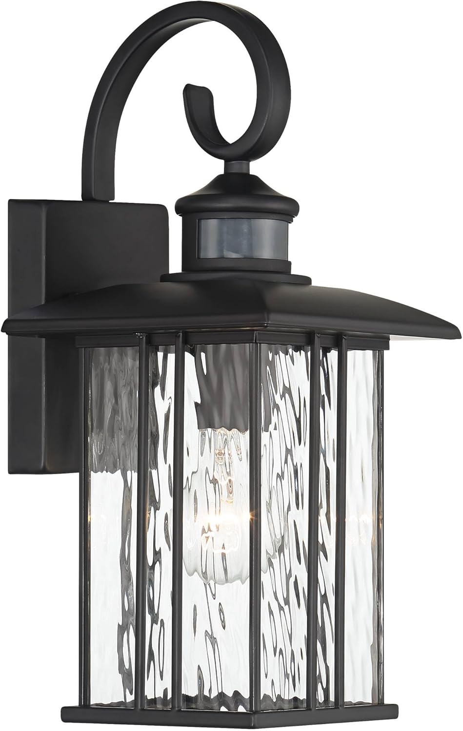 John Timberland Deaver 15 1/2" High Farmhouse Rustic Outdoor Wall Light Fixture Mount Porch House Exterior Outside Lantern Motion Sensor Dusk to Dawn Dimmable Matte Black Metal Clear Glass Shade