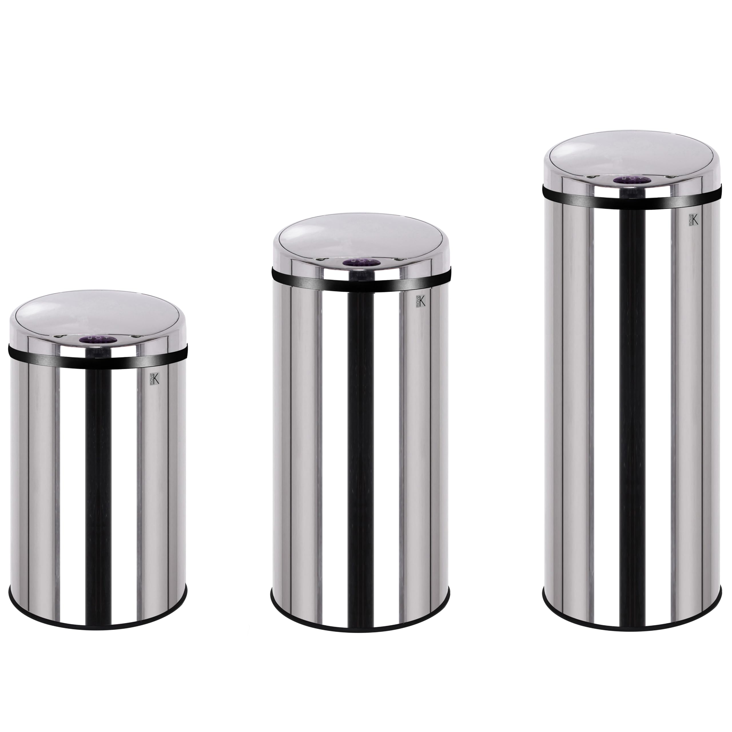 KITCHEN MOVE Poubelle de cuisine automatique 30L ARTIC en acier Inox H56cm avec cerclage