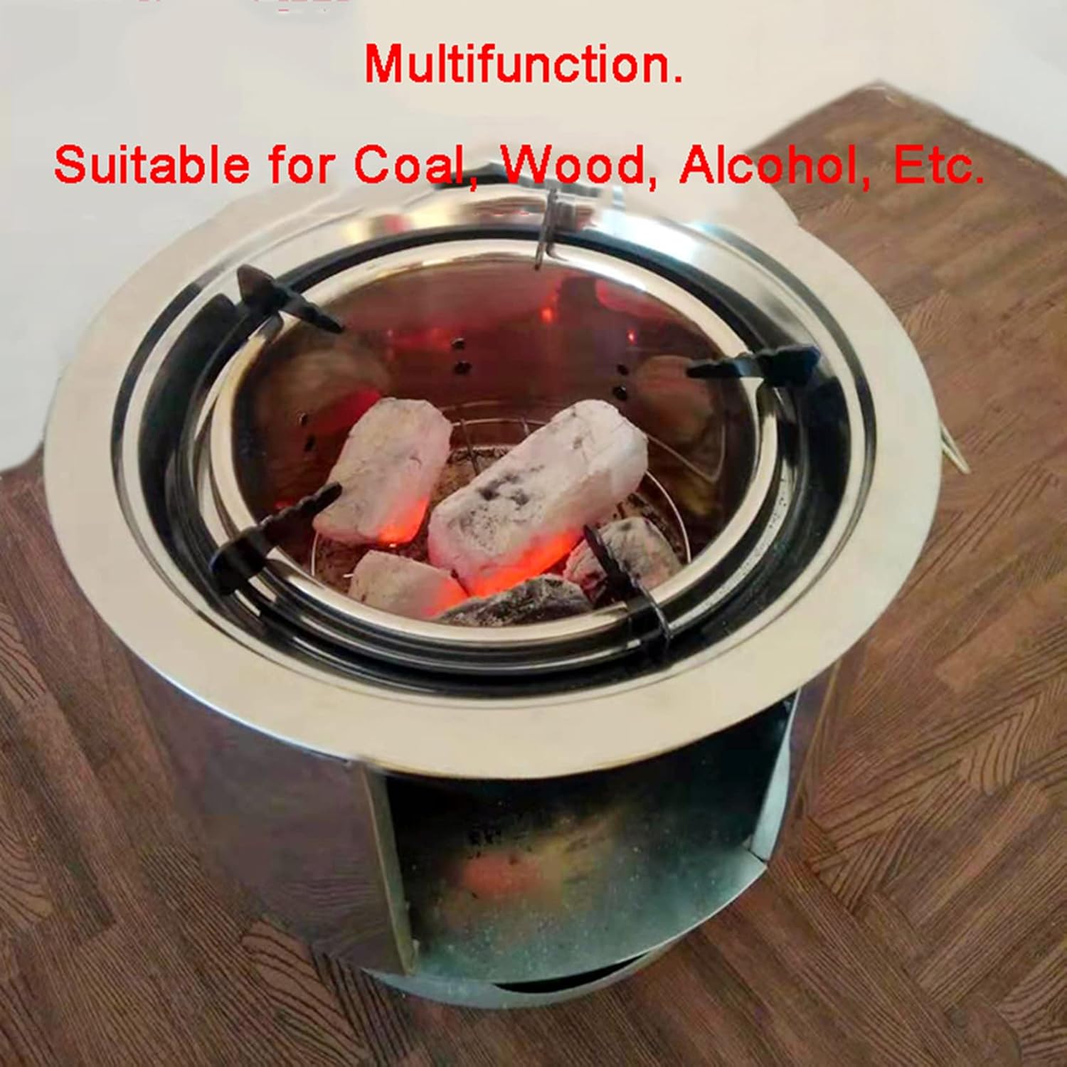 Portable Stainless Steel Backpacking Stove | Large Tent Stove | Portable Wood Burning Stove for Tents, Shelters, and Camping for Picnic BBQ Camp Hiking with Grill Grid,Handbag Pot Holder