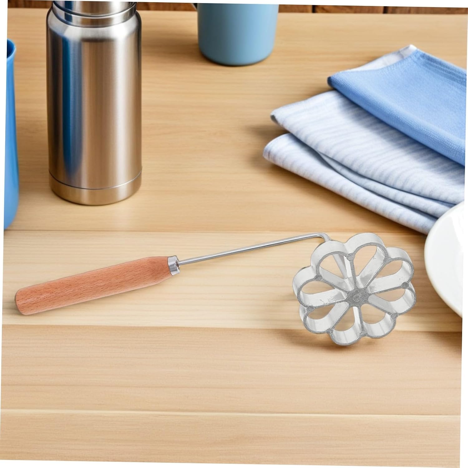 6pcs Rosette Iron Mold Set with Handle for Xmas Cooking Stamp Maker