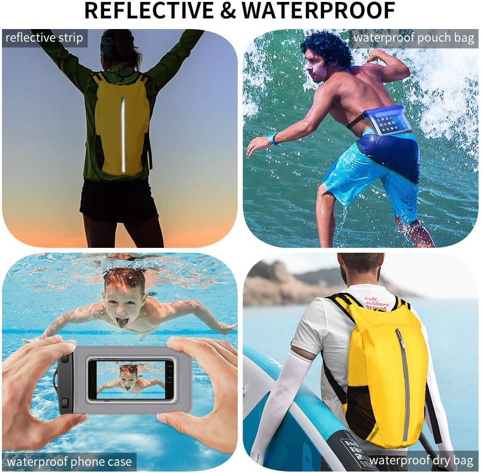 Waterproof Floating Dry Bag Backpack: 20L Collapsible Boat Float Drybag - Insulated Water Stuff Storage Compression Back Pack for Swimming Boating River Rafting Yellow