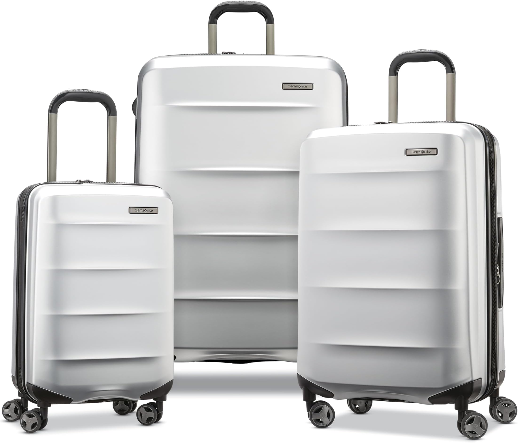 Octiv Lightweight Hardshell 3-Piece Luggage Set (20/24/28) - Durable & Impact Resistant, 360° Aero Trac Spinner Wheels, Adjustable Telescopic Handle, Expandable, TSA Approved Lock - Silver