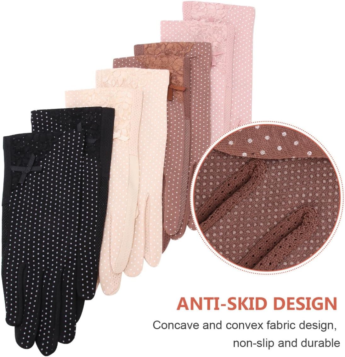 Luxshiny Women Lace Sun Protection Gloves, Thin Touchscreen