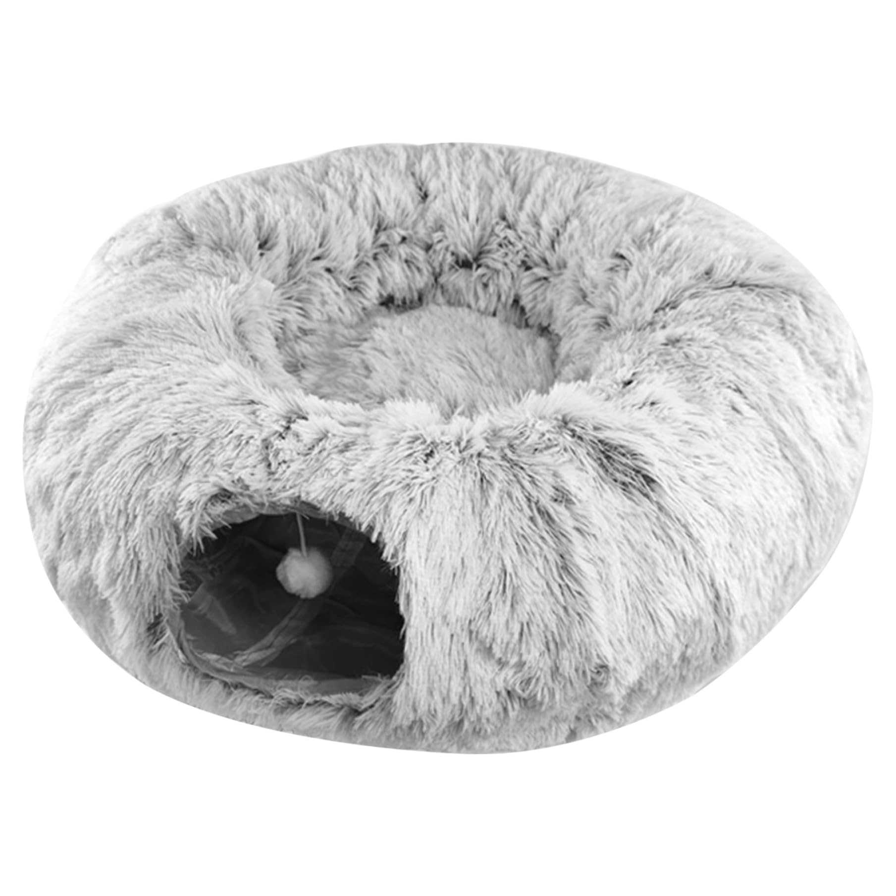 Lit tunnel pour chat 2 en 1 en peluche épaisse au design donut raffiné