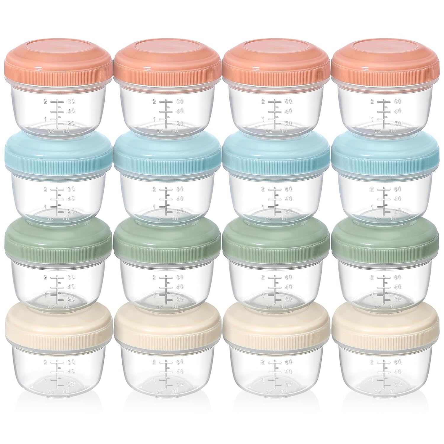 Product image of VITEVER [16 Pack] 4 oz Small Containers with Lids, Reusable Plastic Jars for Snack and Puree, Salad Dressing Container to Go, Deli Containers, Freezer Baby Food Containers, Dishwasher Safe, BPA Free