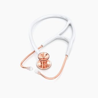 MDF Instruments ProCardial Cardiology Stethoscope, Stainless Steel, Adult, Dual Head, Rose Gold/White Tube + MDF LUMiNiX Medical Professional Penlight