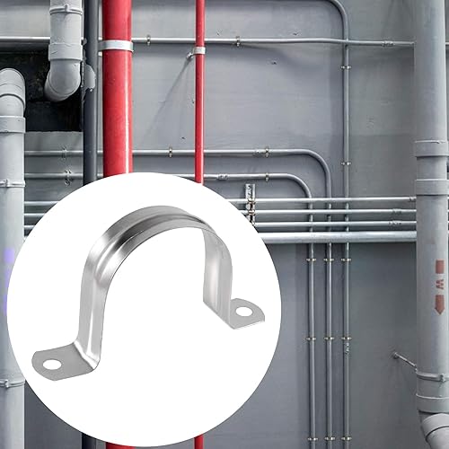 Miniatura 7 de HOZEON 100 correas de tubo de acero inoxidable de 2 pulgadas, resistente y duradera correa de dos agujeros, soporte en U, abrazadera de correa
