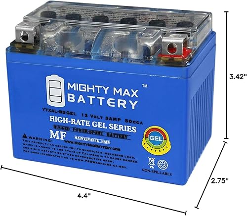 Miniatura 8 de Mighty Max Battery YTX4L-BS Gel Battery for ATV Quad Dirt/Pit Bike 50/70/110/125 CC Brand Product
