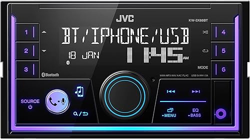 Miniatura 8 de JVC KD-SR87BT Bluetooth CD estéreo para automóvil con puerto USB - Radio AMFM, reproductor de MP3, LCD de alto contraste, placa frontal desmontable