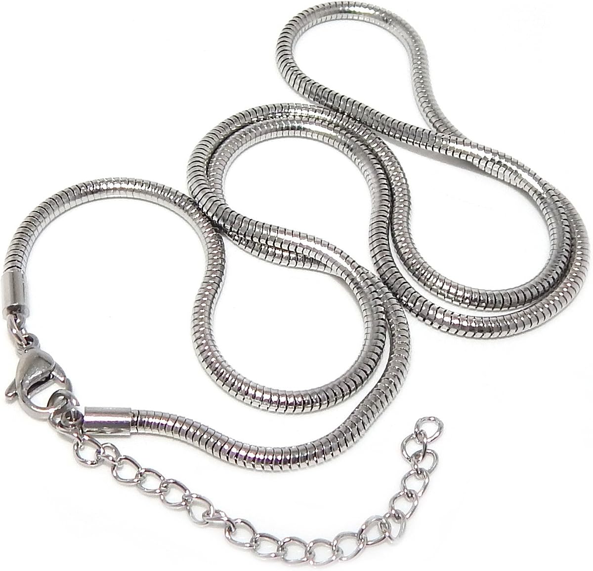 Stainless Steel Snake Chain Lobster Claw Necklace (Fits Pandora Charms) 001