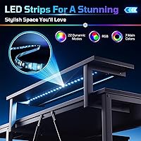 Vista 4 de Bestier - Escritorio de juegos con tomas de corriente, escritorio para computadora de 42 pulgadas en forma de L con luces LED, escritorio