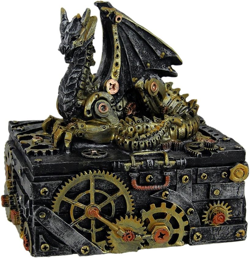 Secret Steam Dragon Decorative Steampunk Trinket Box 6 inch
