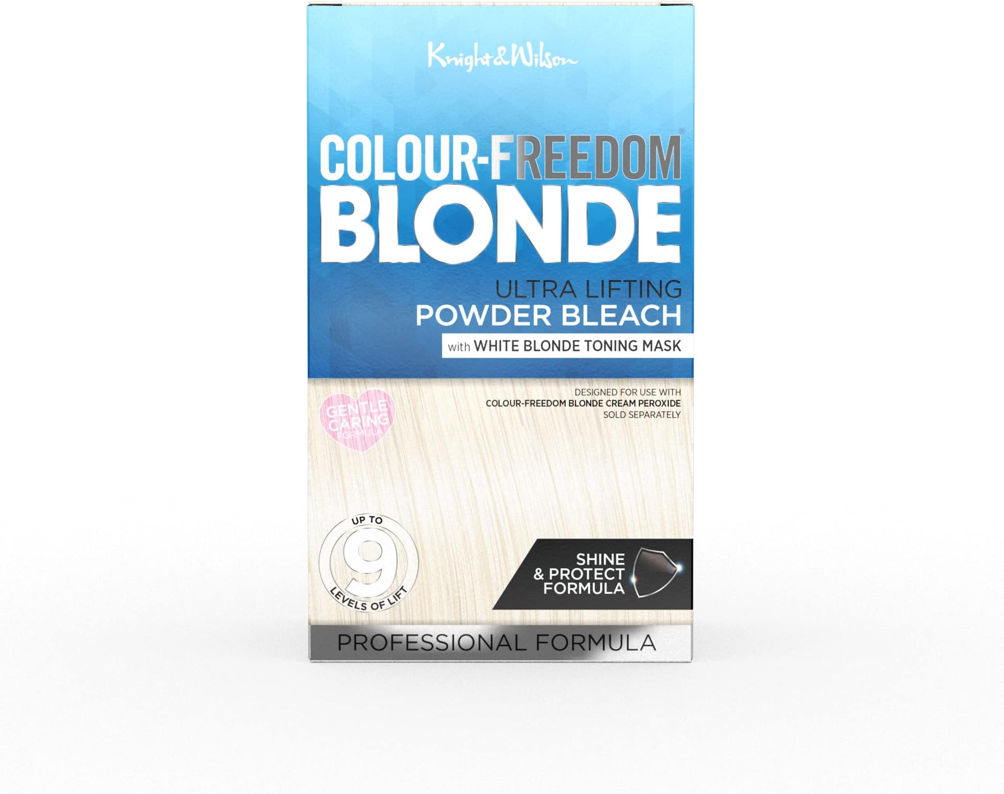 Colour Freedom Blonde Ultra high lift Hair Bleach powder and White Blonde Neutralising Toner pack. Up to 9 levels of lift, By Knight & Wilson