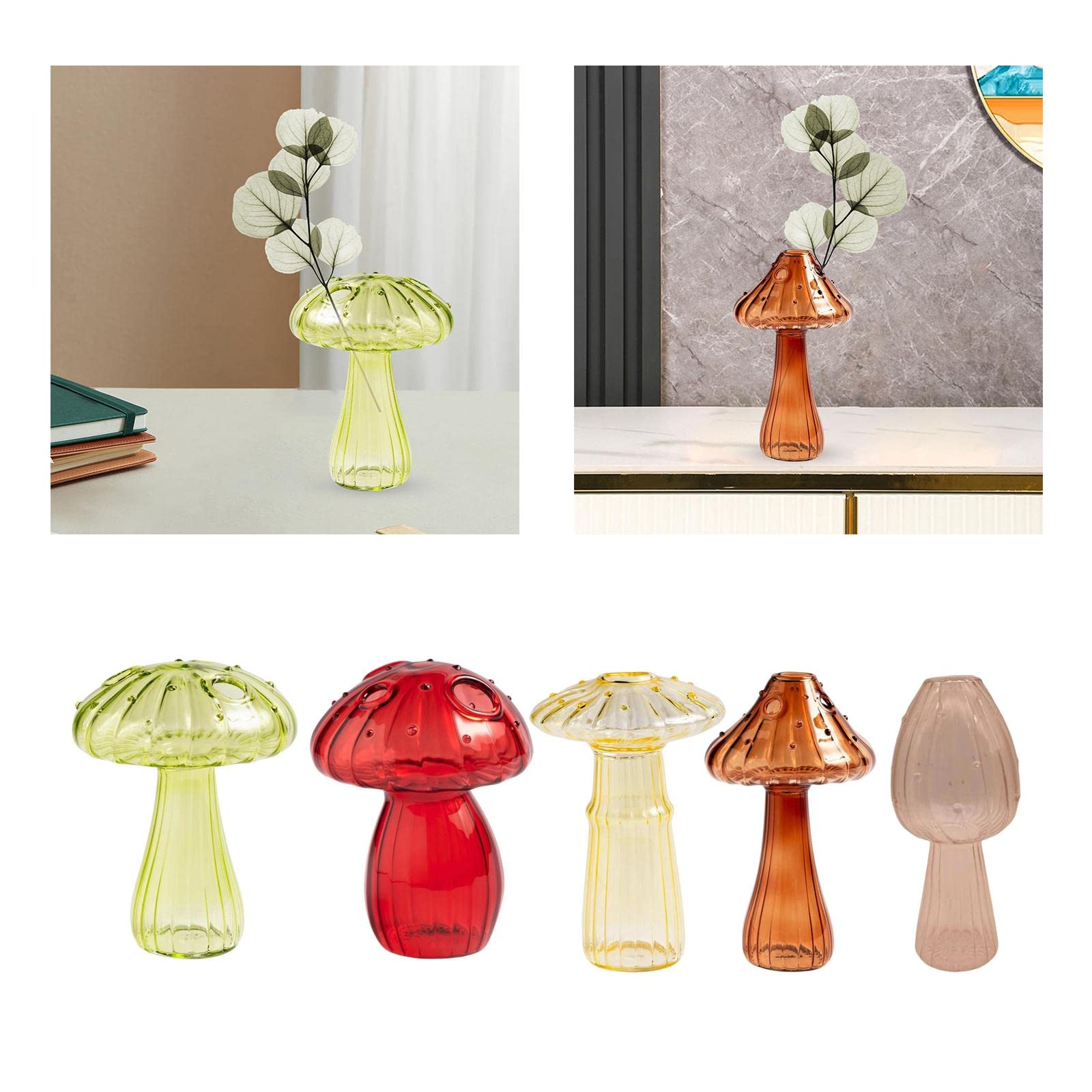 TOG Creative Flower Vase Decorative Vases Mushroom Shaped Glass Vase Home Decor Green'|Home & Kitchen| Home Decor| Vases'-image-31