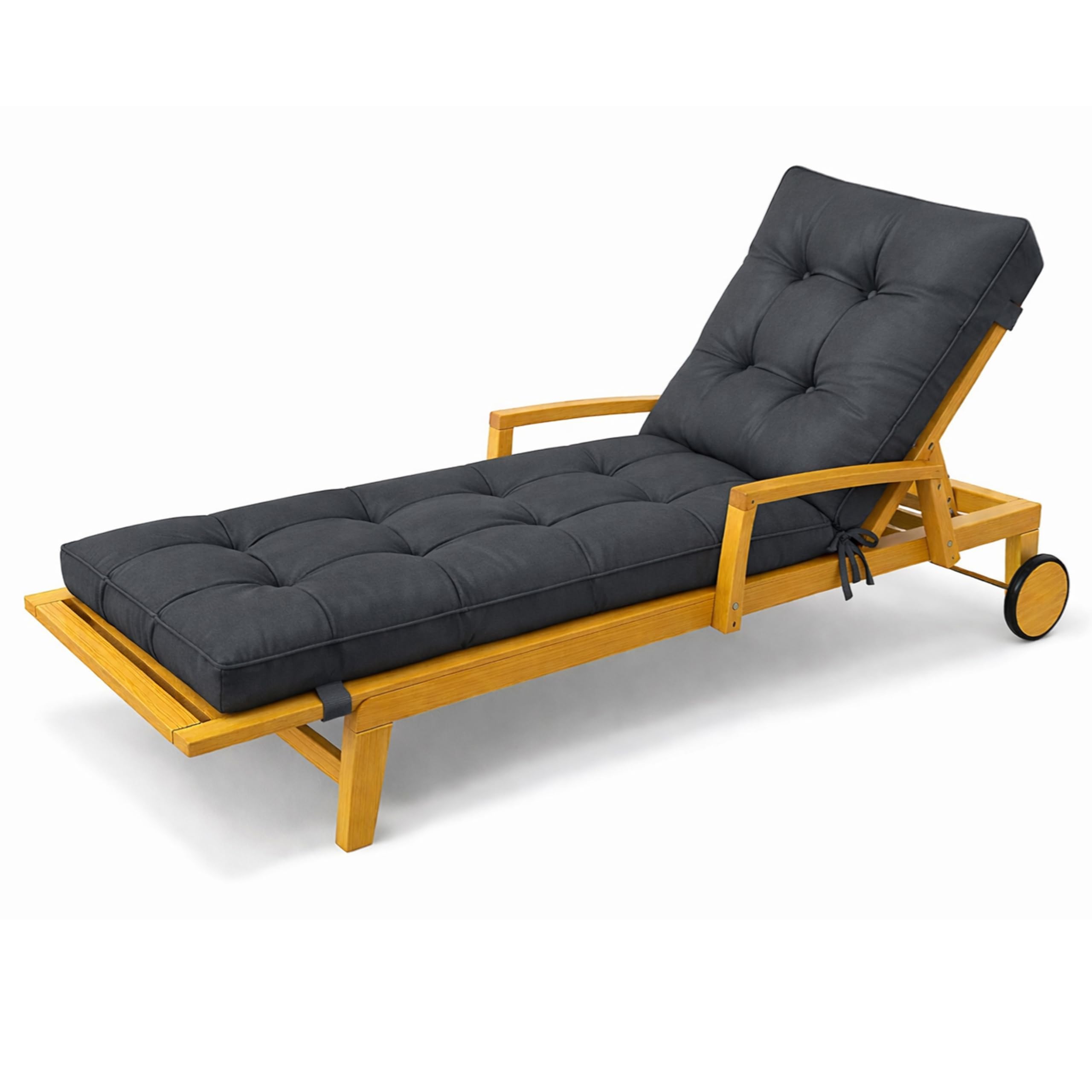 POKAR Liegenauflage 200x60x13 cm | Wasserabweisend | Gesteppte Sonnenliege Auflage | Polsterauflage für Liegestuhl und Deckchair | Outdoor Kissen für Gartenliege | Oeko-TEX | Made in EU | Anthrazit