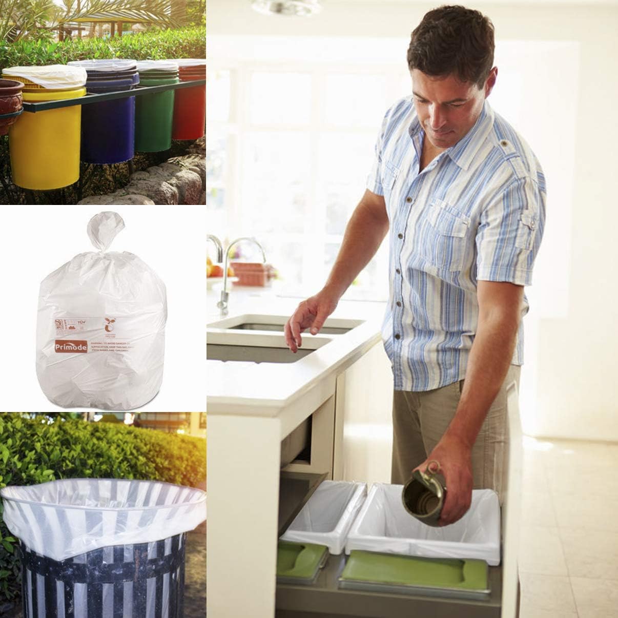 Compostable Bags, 13 Gallon Food Scraps Yard Waste Bags, 50 Count, Extra Thick 0.87 Mil. ASTMD6400 Compost Bags Small Kitchen Trash Bags, Certified By BPI And TÜV AUSTRIA