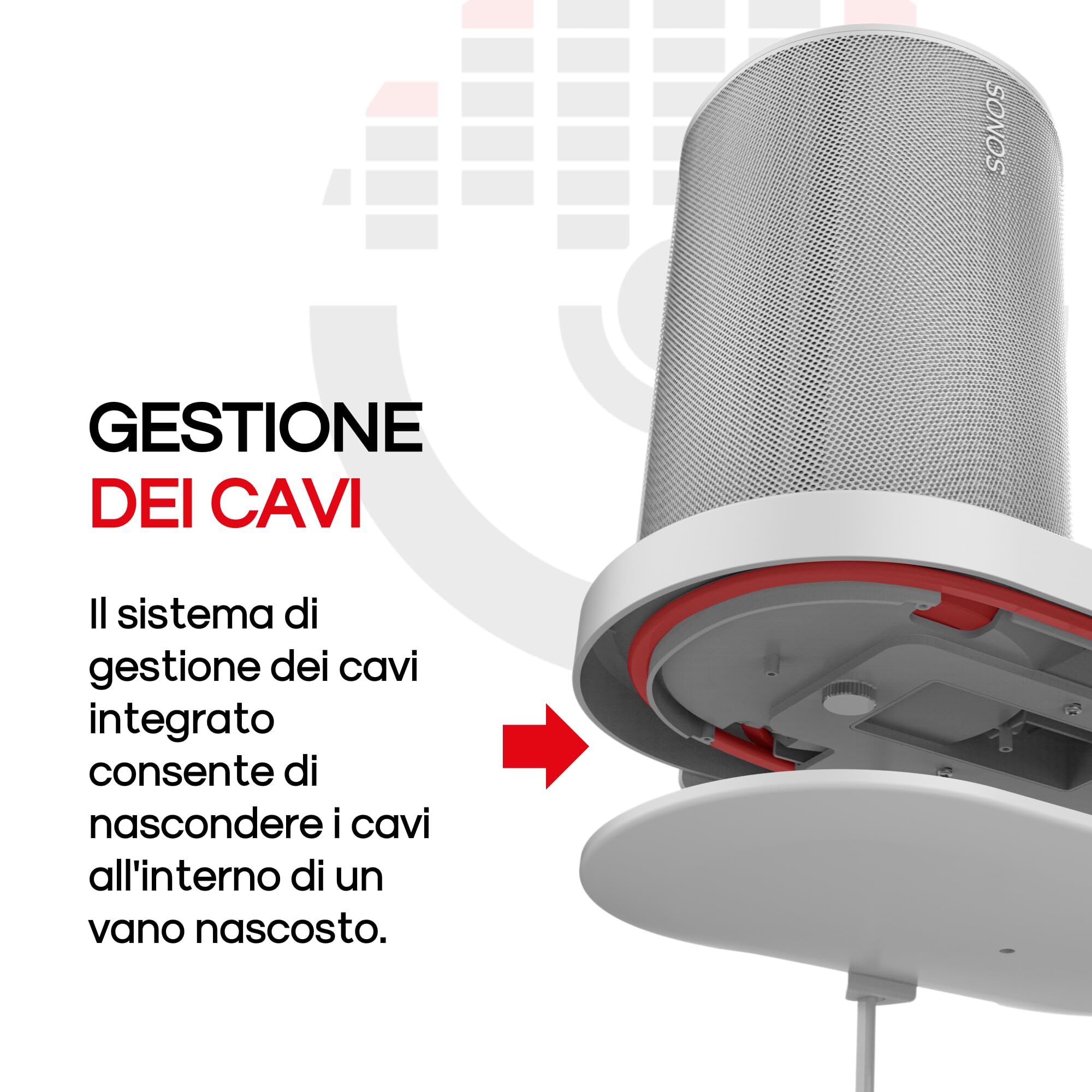 Supporto a Mensola da Parete ERA 100 Bianco per Sonos ERA100 & ERA 100 SL, Singolo, Gestione Cavi