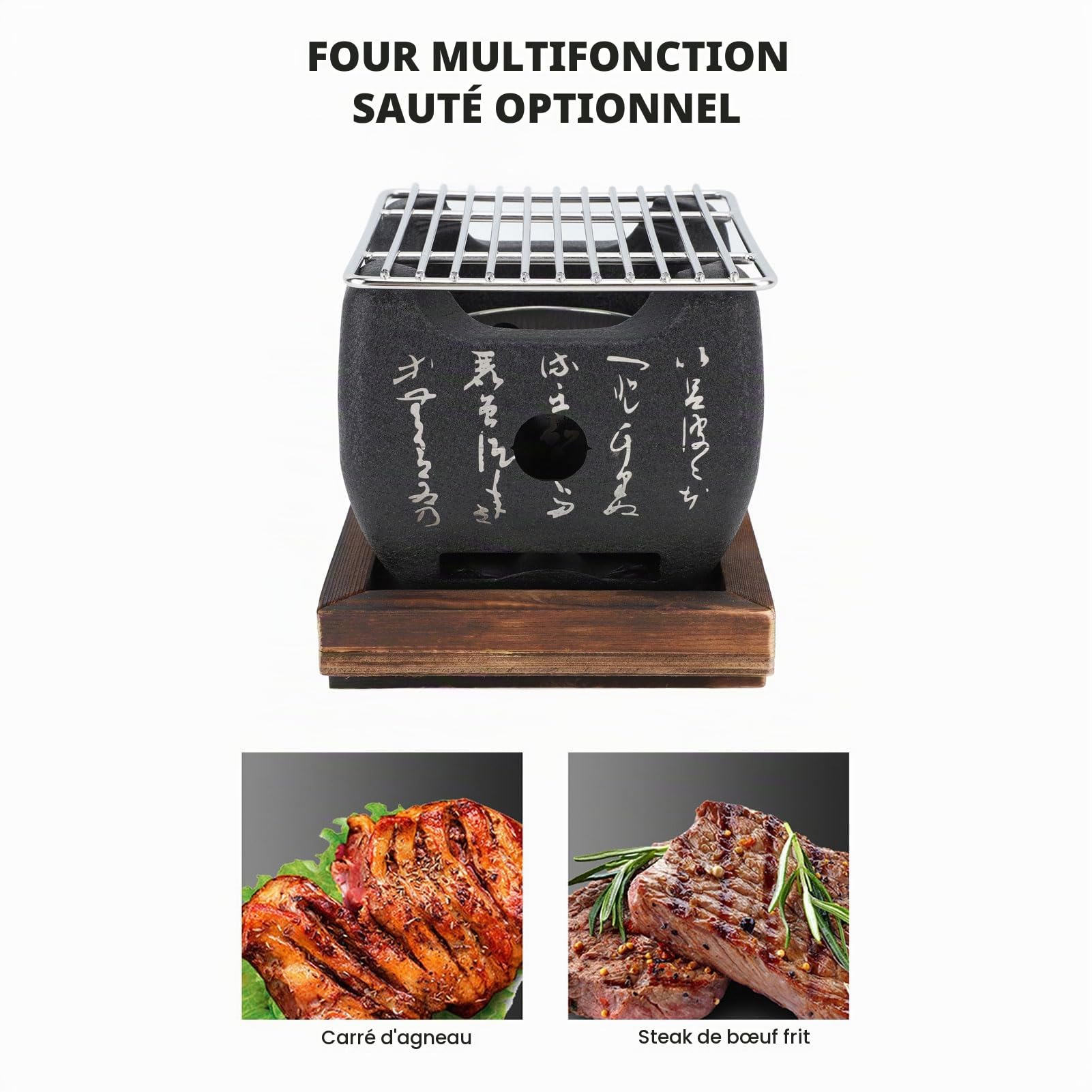 Grill de Japonais avec Design carré Portable, Barbecue, Poêle à Charbon de Bois pour Outil de Barbecue Domestique – 2 Tailles Disponibles (16,5x14,5 cm / 6,5x5,7 pouces)