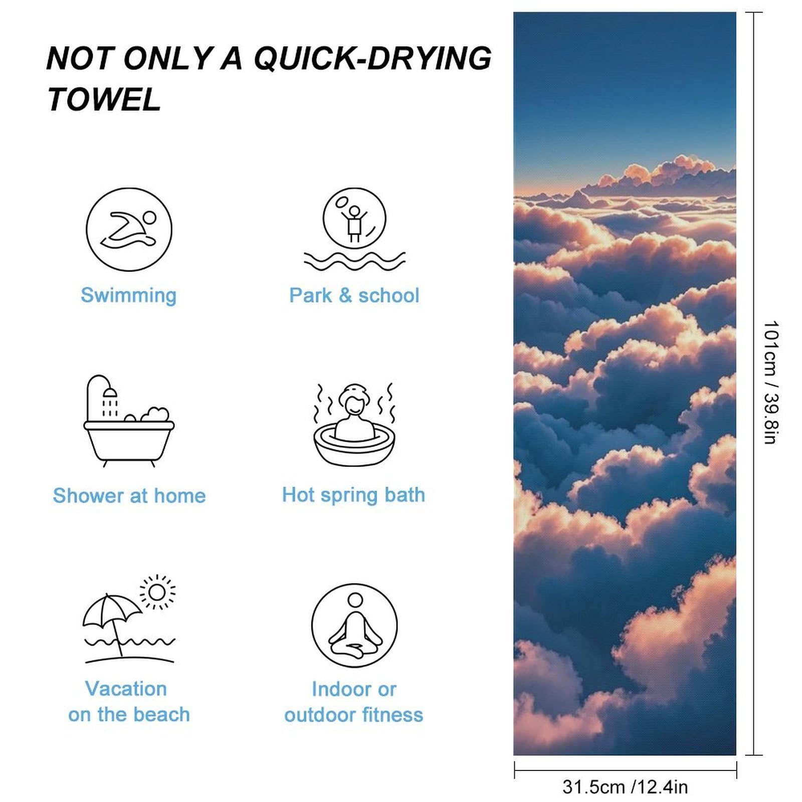 FHESDCW On Top of The Cloud Towel Quick Dry Ice Towels for Hot Weather Breathable Camping Towels Sweat Super Absorbent Bathroom Towel for Gym Yoga Pilates Exercise