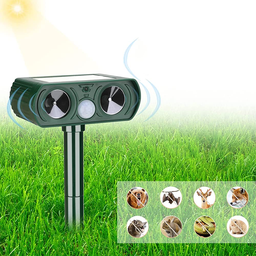 XUJAIOLQP Cat Deterrent, Solar Powered Waterproof Animal Deterrant, Solar Powered Deterrent with Motion Sensor and Flashing Lights Outdoor Solar Farm Garden Yard Device, Dogs, Cats, Birds