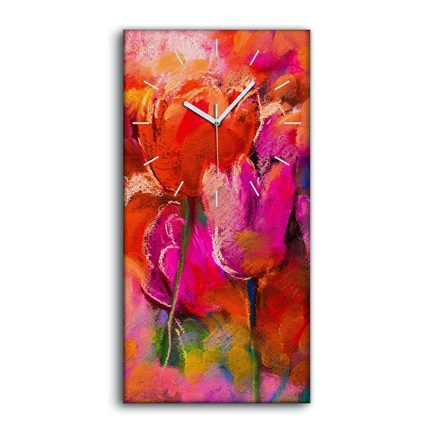 Horloge Silencieuse Fleurs Modernes Tulipes pour Décoration Murale Chambre