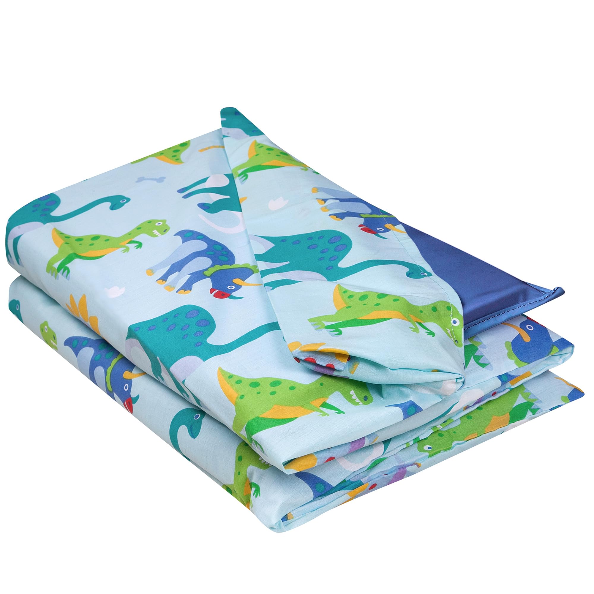 Wildkin Kids Cotton Nap Mat Cover – Soft, Sewn-in Flap, Durable & Fits 1.5" Vinyl Sleep Mats - Dinosaur Land