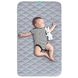 Waterproof Crib Mattress Protector Pad 28 x 52,Anti Slip & Durable Waterproof Pad Mat for Baby Standard Crib/Bed Pads Grey