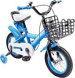 Wiefiche 12 Zoll Kinderfahrrad Upgraded Höhenverstellbar Kinder Fahrrad für ab 2-4 Jahre Mädchen & Jungen, Kinderfahrrad mit Stützrädern, Wasserflasche und Korb, Mädchenfahrrad Jungenfahrrad
