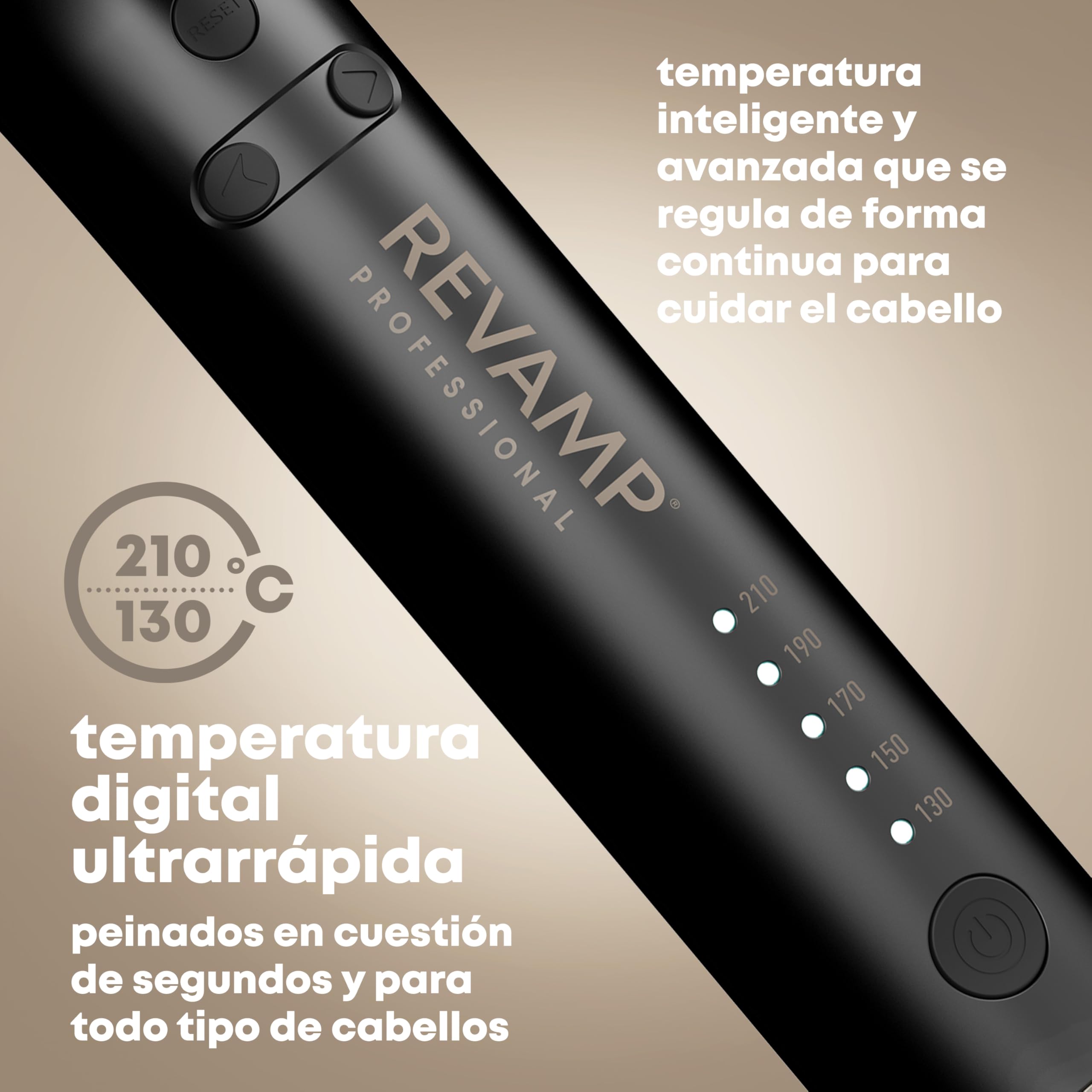 REVAMP Auto Revolve Rizadora Automática - Barril Cerámico Largo | Ondulador, sin Enredos, Rizos Suaves, Ondas Playeras, Estilizador Rotatorio