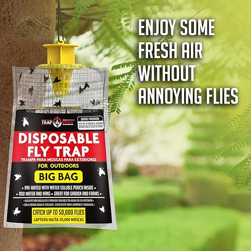 Miniatura 6 de Paquete de 16 bolsas grandes para moscas  Bolsas para moscas desechables para exteriores  Trampa para moscas desechables para caballo, trampa para