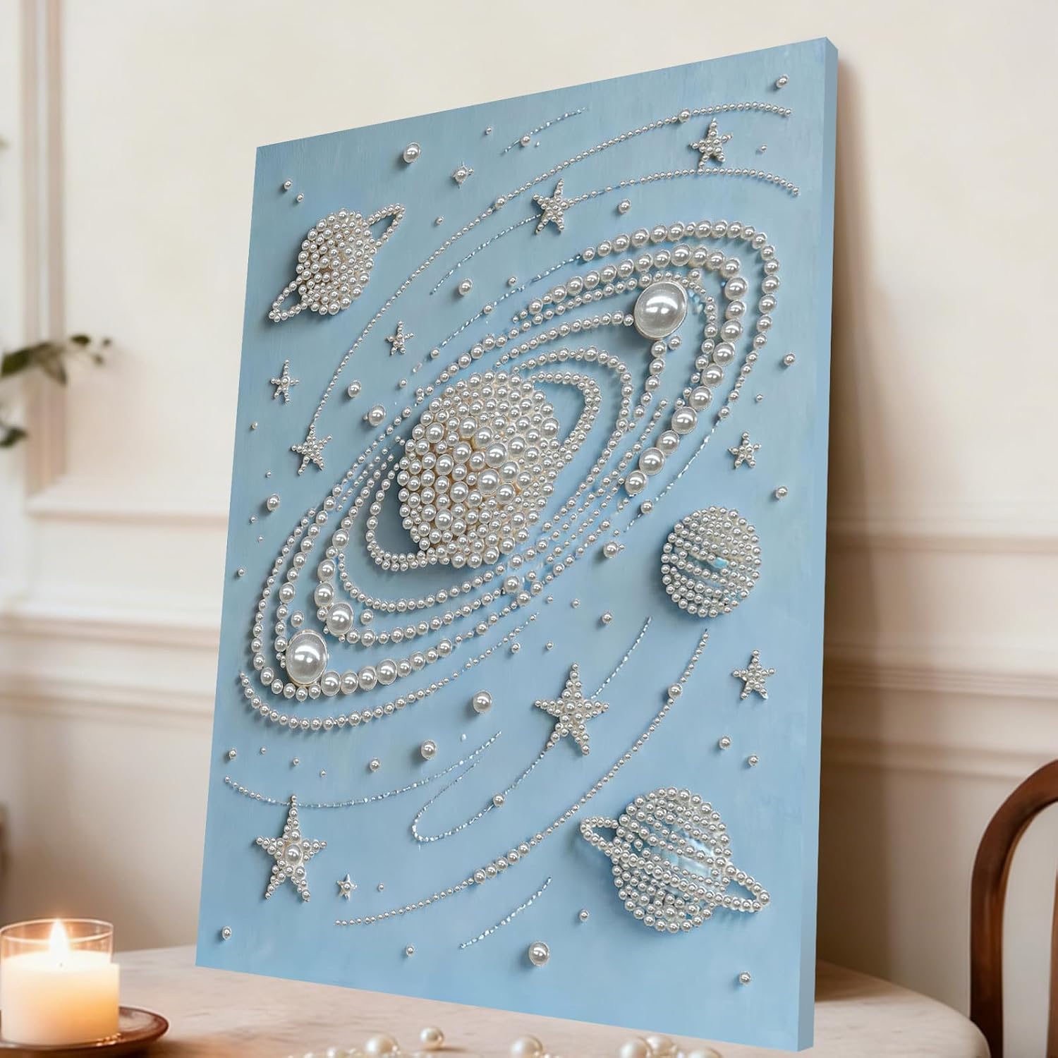 POETRYDRAW DIY Diamond Pearl Painting Kit for Adults Blue Planet, Beginner Friendly Craft Kits with Frame 30x40cm, Home Decor Housewarming Gift, Diamond Dots Beads Canvas Art for Wall Decor