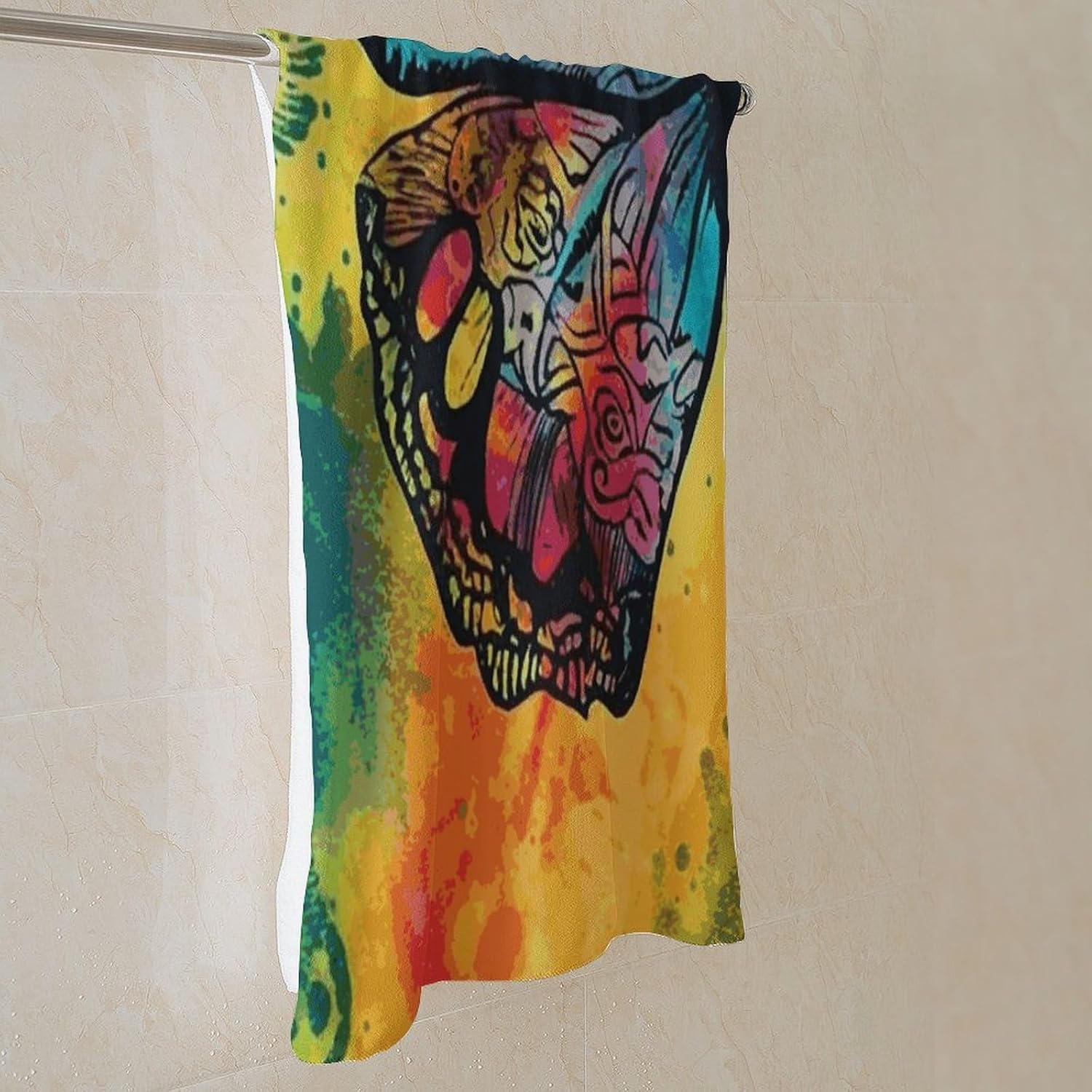 Butterfly Tie Dye Towel Vacation Accessories Essentials Soft Lighterweight，Bath Towel for Adults Women Men，Bath Towels Gift for All Occasions, Machine Washable.