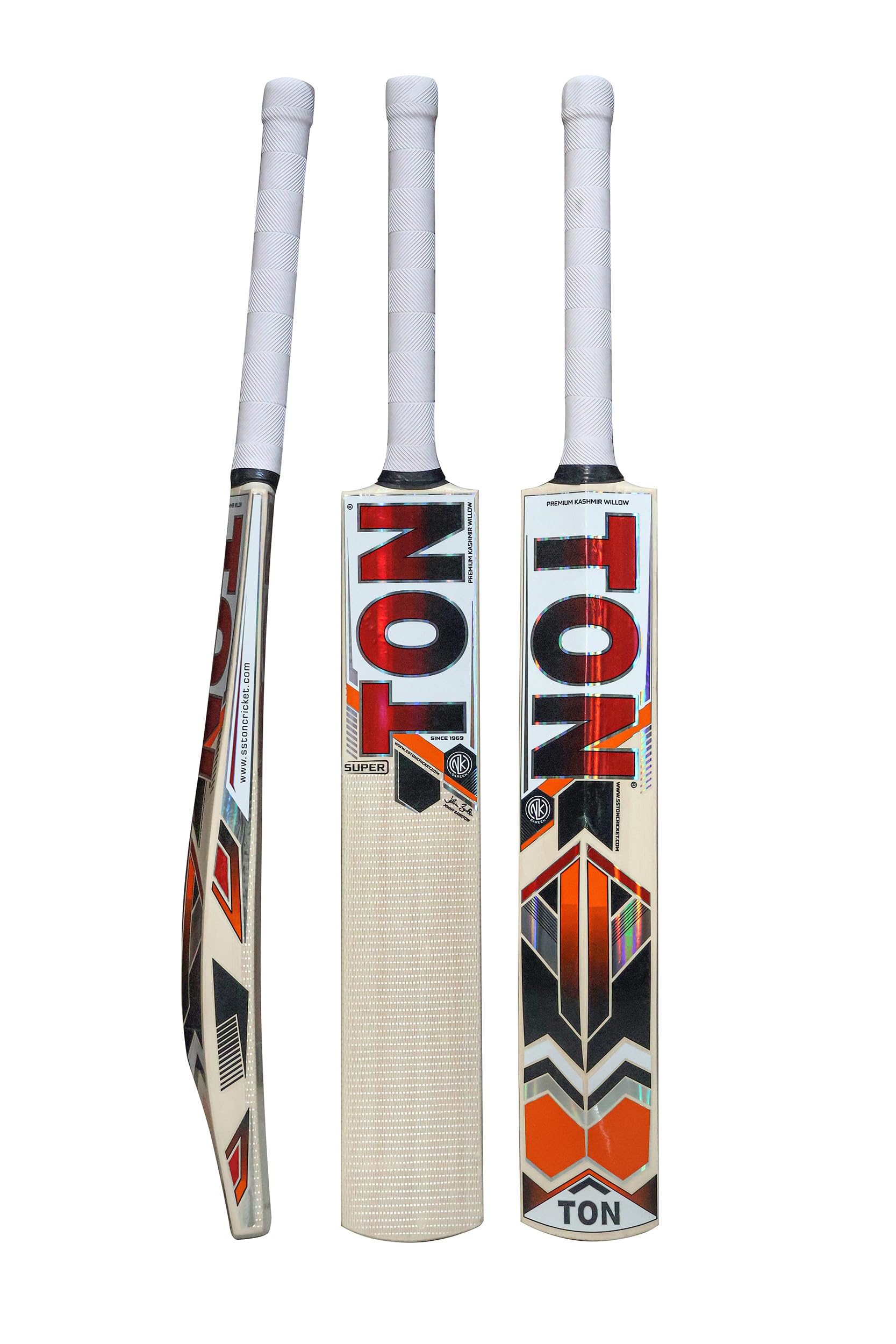 SS Ton Super Kashmir Willow Cricket Bat For Mens and Boys (Beige, Size -Short Handle) | Lightweight | Free Cover | Ready to play | For Professional Player | Ideal For Leather Ball