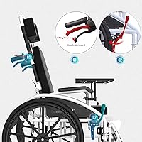 Vista 4 de Silla de ruedas ligera para adultos, sillas de ruedas plegables de transporte reclinables con respaldo alto y reposacabezas extraíbles, sillas