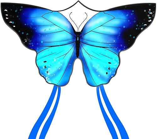 Miniatura 7 de Cometas de mariposa para niños y adultos, fácil de volar, cometa grande de una sola línea para niños y niñas, cometa de playa de 55 x 28 pulgadas