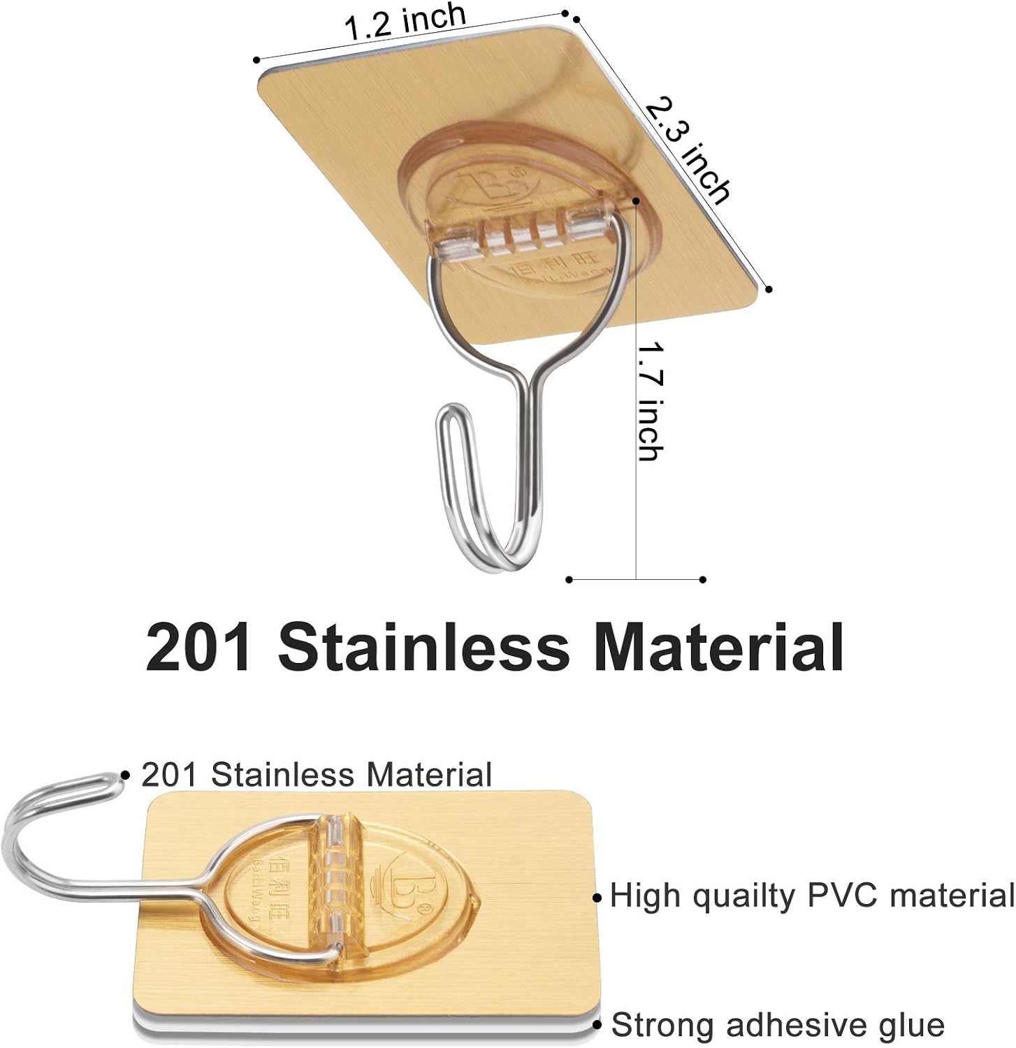 CGBE 16 Pack Adhesive Hooks, Heavy Duty Sticky Hooks for Hanging 11LB (Max) image 2