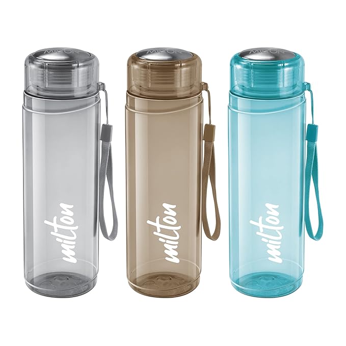 MILTON Hector 1000 Pet Water Bottles, Set of 3, 1 Litre Each, Assorted, Reusable Plastic Fridge Bottle, BPA Free and Leak Proof Bottles for Travel, Work