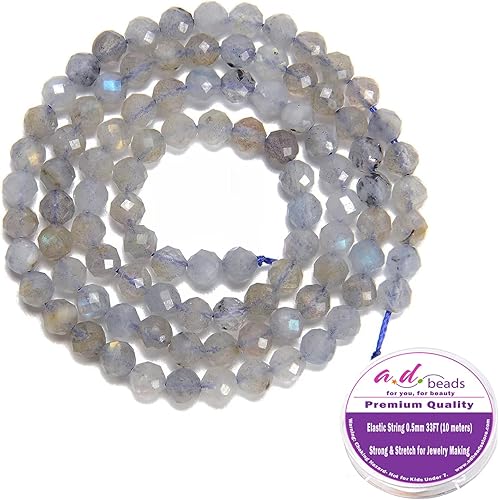 Miniatura 2 de AD Beads Piedra preciosa natural de corte de diamante microfacetada redonda tamaño bebé pequeño 0.157 in redondo pequeño para bricolaje collar