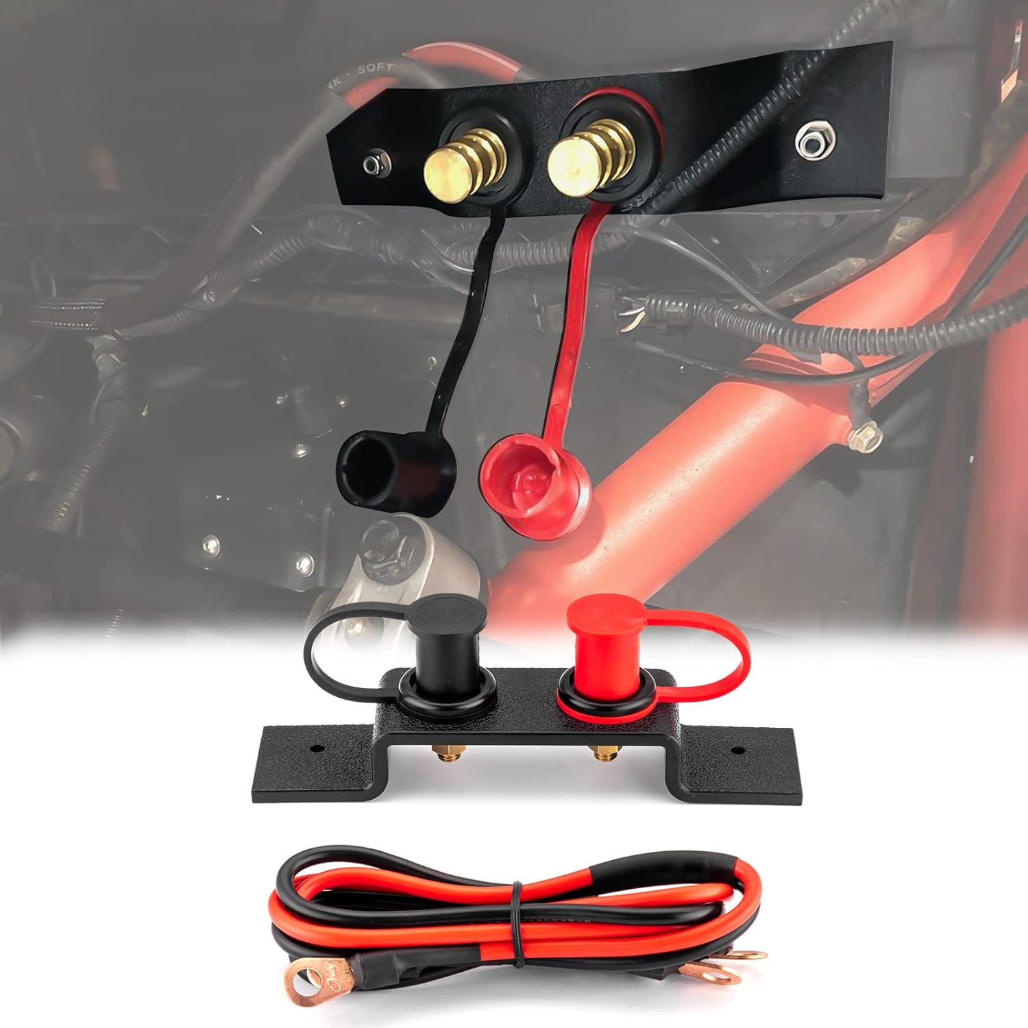 WeiSen Battery Jump Post with Cable, Battery Terminals Relocation Kit Quick & Easy Charging Water Resistant Compatible with Can Am Maverick X3 RZR 2 4 Seats Fits in Factory Holes and Hardware