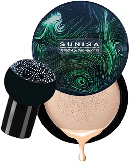 Almofada Fundação - Base Hidratante BB Cream - Corretivo de maquiagem nude de longa duração, primer de base para tom de pele uniforme com esponja de maquiagem Linshesf