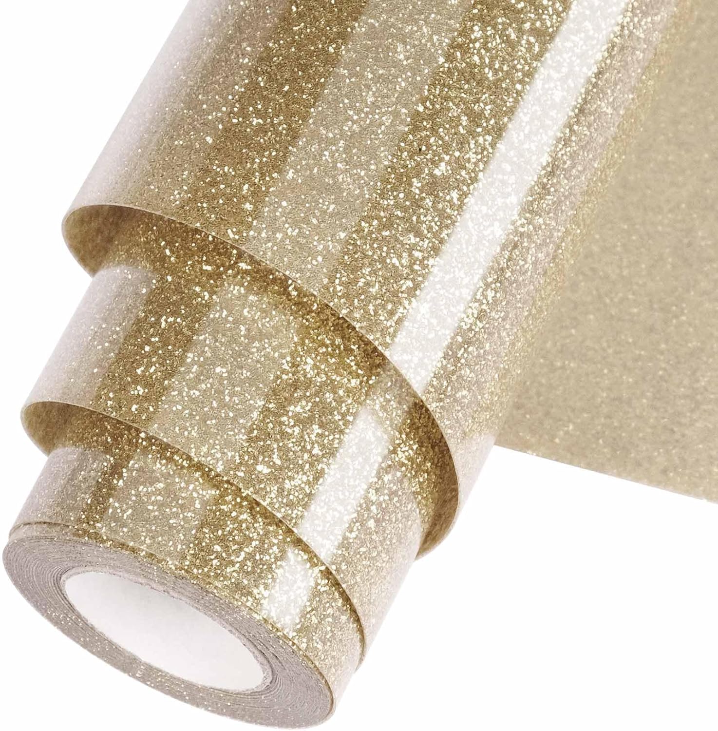 Champagne Glitter HTV Heat Transfer Vinyl Roll 12inch x 20 ft for T-Shirt Crafts Glitter Iron on Vinyl Suitable for Cricut, Silhouette Cameo or Heat Press Machine