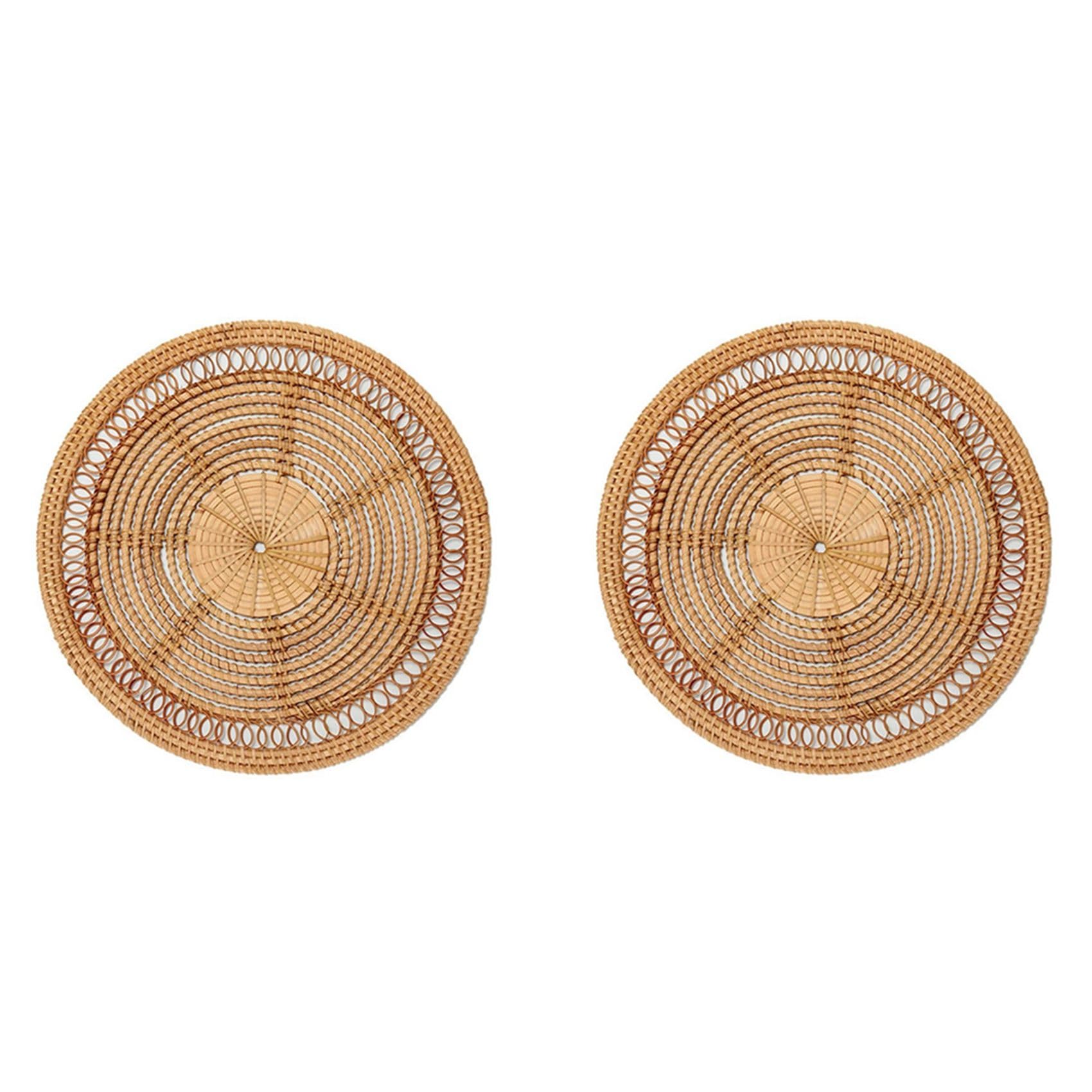 Hndhbfgrt 2X Home Woven Wall Basket Natural Decor Decorative Rattan Decor Woven Wall Decor Woven Wall Hanging