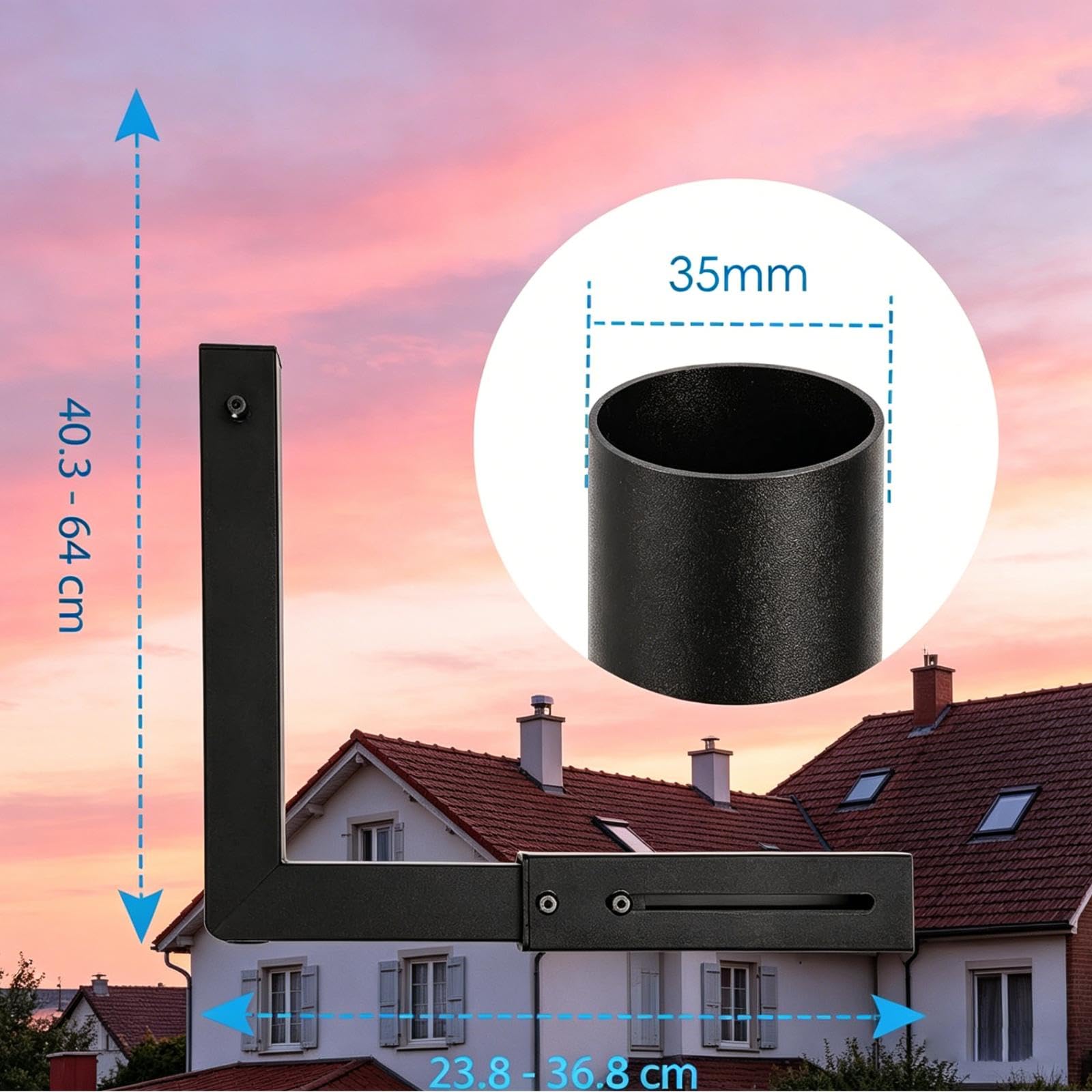 Kit de Montaje de Antena de Techo, Soporte de Montaje de Pared Ajustable Debajo del Canalón para El Hogar.