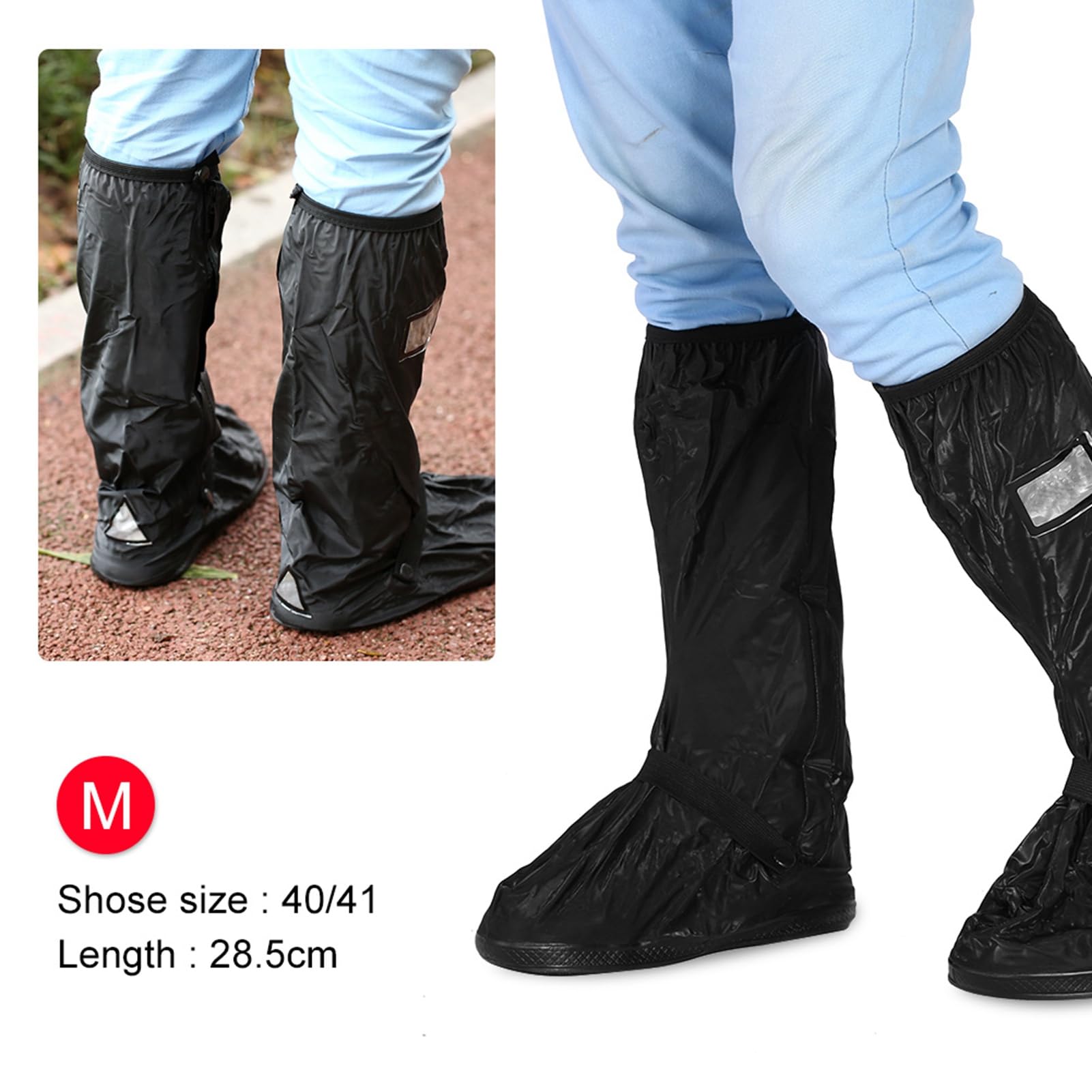 lyrlody Okładki Deszczowe Motocyklowe, Wodoodporne Buty z antypoślizgową podeszwą, materiał Premium PVC, XL-Black do Jazdy na Rowerze do Jazdy na Nartach Wędkarstwo (Czarny rozmiar XL)